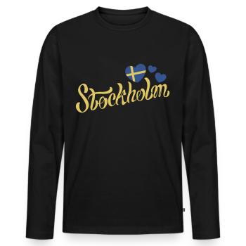 Stockholm - T-shirt manches longues Premium bio Homme - noir - Devant - Nico (187cm)