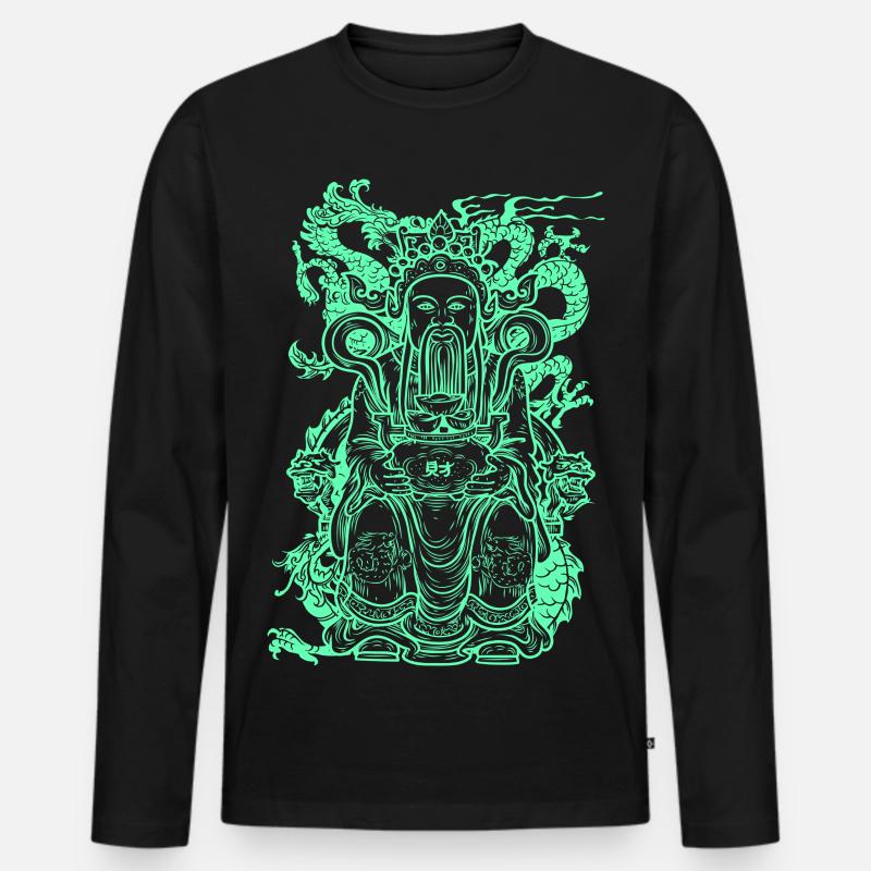 Buddha Figur - Männer Premium Bio Langarmshirt - Schwarz