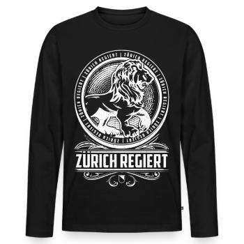 Zürich regiert - Zürich - Züri - Zurich - Männer Premium Bio Langarmshirt - Schwarz - Vorne - Nico (187cm)