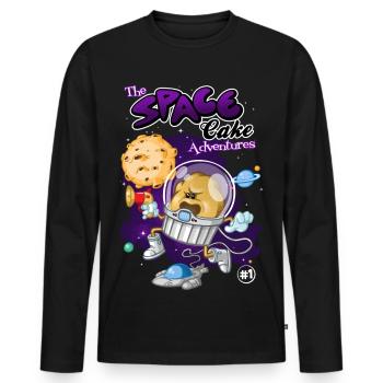 Space cake - T-shirt manches longues Premium bio Homme - noir - Devant - Nico (187cm)