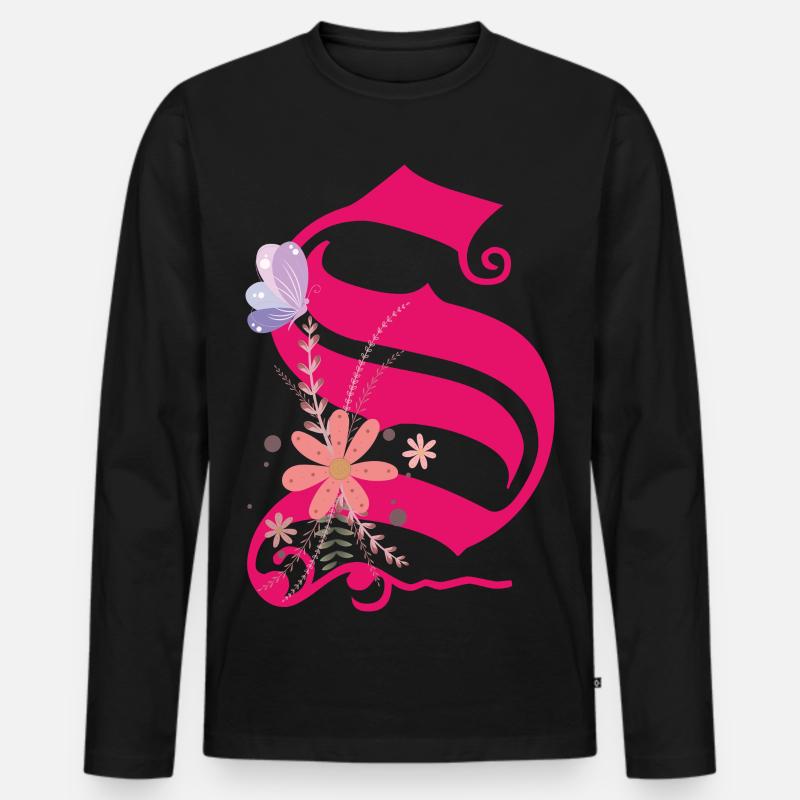 Buchstabe S - Männer Premium Bio Langarmshirt - Schwarz