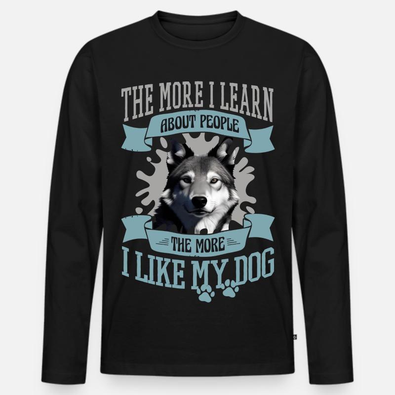 Hunde Bild - Männer Premium Bio Langarmshirt - Schwarz