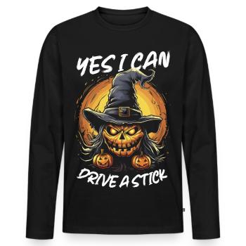 Yes I Can Drive a Stick Halloween - T-shirt manches longues Premium bio Homme - noir - Devant - Nico (187cm)