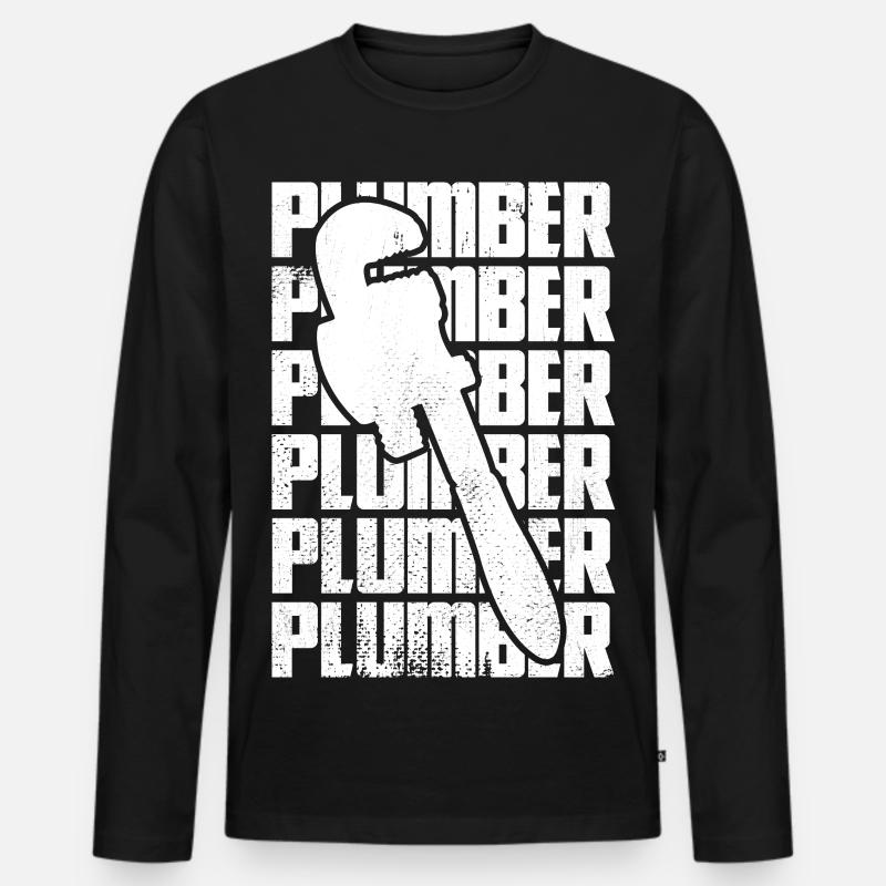 Lustiger Klempner - Männer Premium Bio Langarmshirt - Schwarz