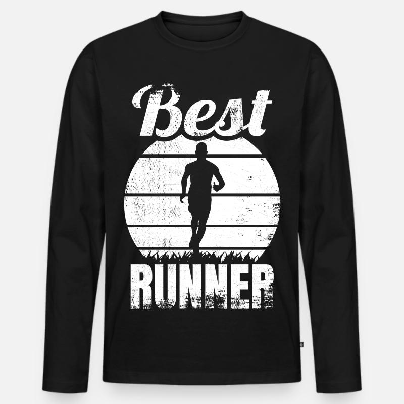 Bester Läufer - Männer Premium Bio Langarmshirt - Schwarz