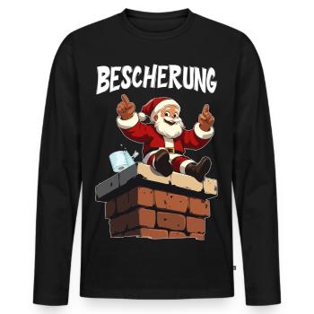 Bescherung Auf Dem Schornstein Weihnachtsmann - Männer Premium Bio Langarmshirt - Schwarz - Vorne - Nico (187cm)