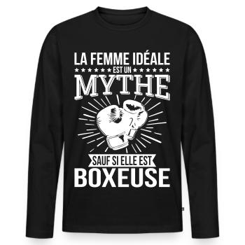 The ideal woman, a myth unless she is a boxer - Men's Premium Organic Long Sleeve Shirt - black - Front - Nico (187cm)