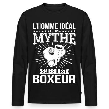 The ideal man is a myth unless he is a boxer - Men's Premium Organic Long Sleeve Shirt - black - Front - Nico (187cm)