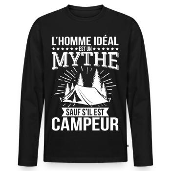 The ideal man is a myth unless he is a camper - Men's Premium Organic Long Sleeve Shirt - black - Front - Nico (187cm)