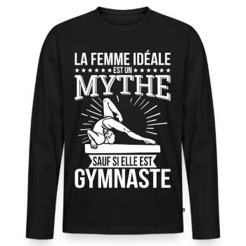 The ideal woman, a myth unless she is a gymnast - Men's Premium Organic Long Sleeve Shirt - black - Front - Nico (187cm)