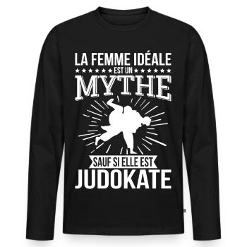 The ideal woman, a myth unless she is a judoka - Men's Premium Organic Long Sleeve Shirt - black - Front - Nico (187cm)
