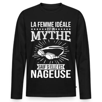 The ideal woman, a myth unless she is a swimmer - Men's Premium Organic Long Sleeve Shirt - black - Front - Nico (187cm)