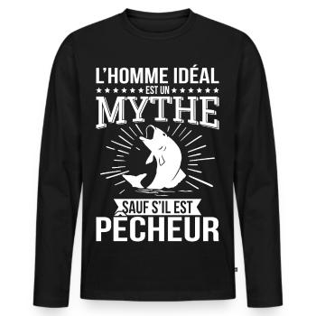 The ideal man a myth unless he is a fisherman - Men's Premium Organic Long Sleeve Shirt - black - Front - Nico (187cm)