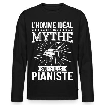 The ideal man is a myth unless he is a pianist - Men's Premium Organic Long Sleeve Shirt - black - Front - Nico (187cm)