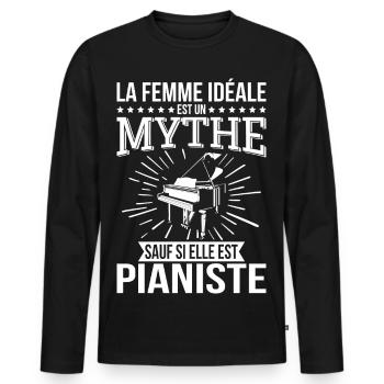 The ideal woman, a myth unless she is a pianist - Men's Premium Organic Long Sleeve Shirt - black - Front - Nico (187cm)