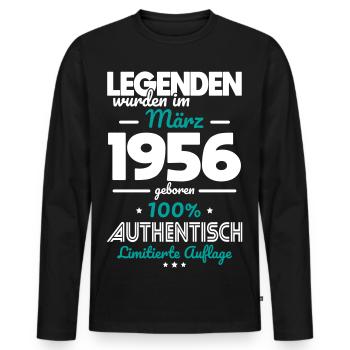 70. Geburtstag - Legenden wurden im März 1956 - Männer Premium Bio Langarmshirt - Schwarz - Vorne - Nico (187cm)