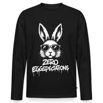 Zero Eggspectations - Männer Premium Bio Langarmshirt - Schwarz - Vorne - Nico (187cm)
