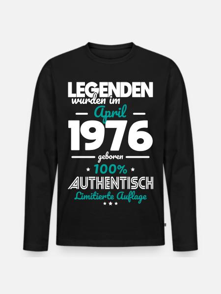 50. Geburtstag - Legenden wurden im April 1976 - Premium økologisk langærmet T-shirt til mænd - sort