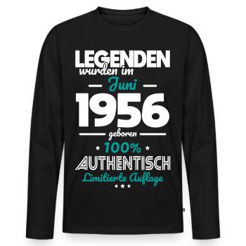 70. Geburtstag - Legenden wurden im Juni 1956 - Männer Premium Bio Langarmshirt - Schwarz - Vorne - Nico (187cm)
