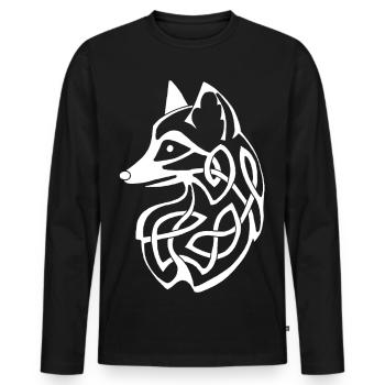 Renard celte blanc - T-shirt manches longues Premium bio Homme - noir - Devant - Nico (187cm)