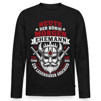 Heute der König, Morgen Bräutigam JGA Junggeselle - Männer Premium Bio Langarmshirt - Schwarz - Vorne - Nico (187cm)
