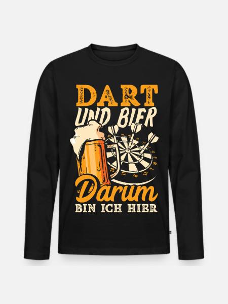 Lustige Darts Sprüche Darts Geschenke - Männer Premium Bio Langarmshirt - Schwarz