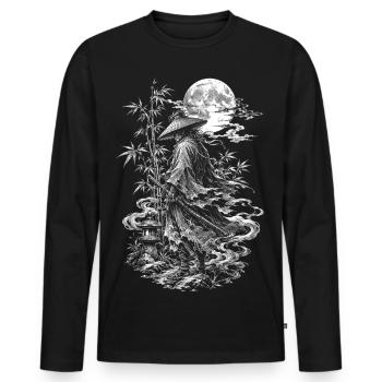 Ronin samouraïs japonais avec Chapeau de paille et katana - T-shirt manches longues Premium bio Homme - noir - Devant - Nico (187cm)