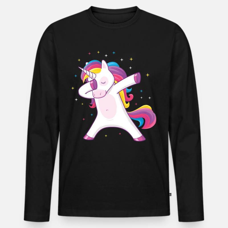 dabbing unicorn - Männer Premium Bio Langarmshirt - Schwarz