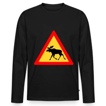 Grumpy moose - Men's Premium Organic Long Sleeve Shirt - black - Front - Nico (187cm)