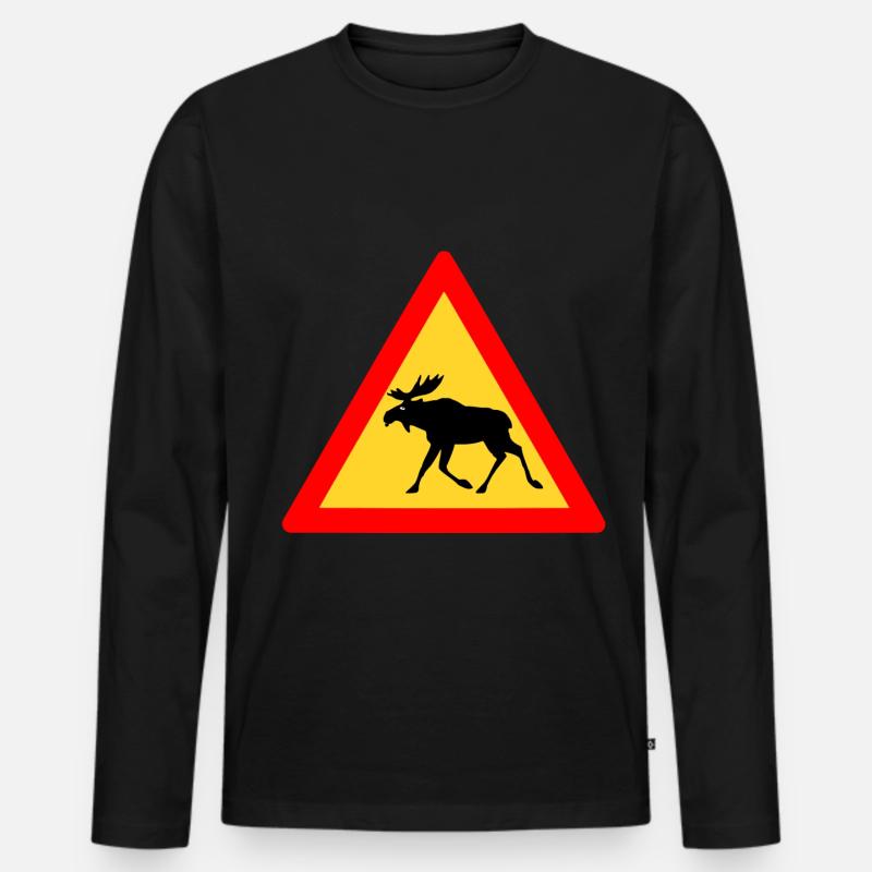 Grumpy Elch - Männer Premium Bio Langarmshirt - Schwarz