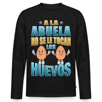 Oma rührt ihre Eier nicht an - Männer Premium Bio Langarmshirt - Schwarz - Vorne - Nico (187cm)