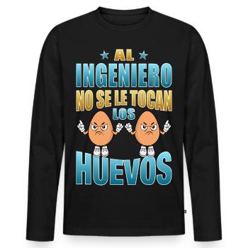 The engineer does not touch his balls - Men's Premium Organic Long Sleeve Shirt - black - Front - Nico (187cm)