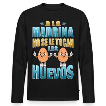 Die Patentante rührt ihre Eier nicht an - Männer Premium Bio Langarmshirt - Schwarz - Vorne - Nico (187cm)