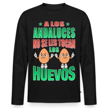 Andalusier rühren ihre Eier nicht an - Männer Premium Bio Langarmshirt - Schwarz - Vorne - Nico (187cm)