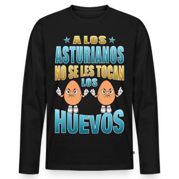 Die Asturier rühren ihre Eier nicht an - Männer Premium Bio Langarmshirt - Schwarz - Vorne - Nico (187cm)
