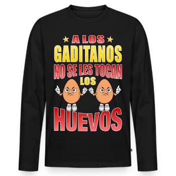 Les habitants de Cadix ne touchent pas à leurs œufs - T-shirt manches longues Premium bio Homme - noir - Devant - Nico (187cm)