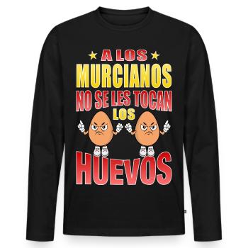 Murcianer rühren ihre Eier nicht an - Männer Premium Bio Langarmshirt - Schwarz - Vorne - Nico (187cm)