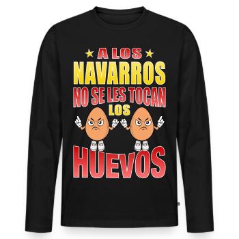 Die Navarrer rühren ihre Eier nicht an - Männer Premium Bio Langarmshirt - Schwarz - Vorne - Nico (187cm)