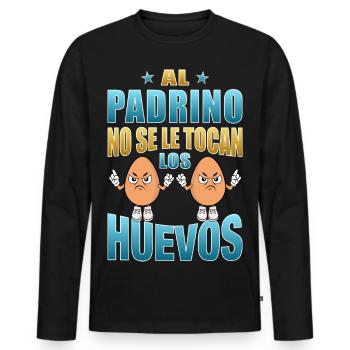 Le parrain ne touche pas à ses œufs - T-shirt manches longues Premium bio Homme - noir - Devant - Nico (187cm)