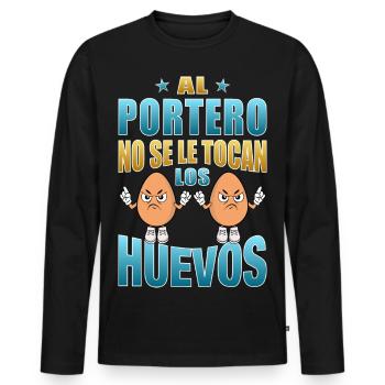Der Torhüter berührt seine Bälle nicht - Männer Premium Bio Langarmshirt - Schwarz - Vorne - Nico (187cm)