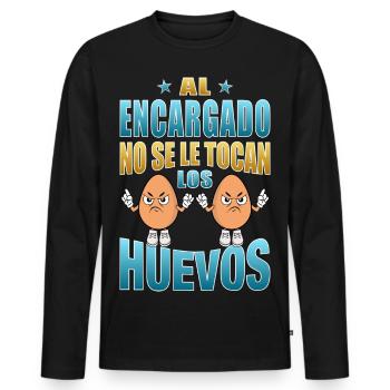 Der Manager berührt seine Eier nicht - Männer Premium Bio Langarmshirt - Schwarz - Vorne - Nico (187cm)