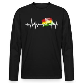 Mein Herz schlägt für Djembe und Reggae Herzschlag - Männer Premium Bio Langarmshirt - Schwarz - Vorne - Nico (187cm)