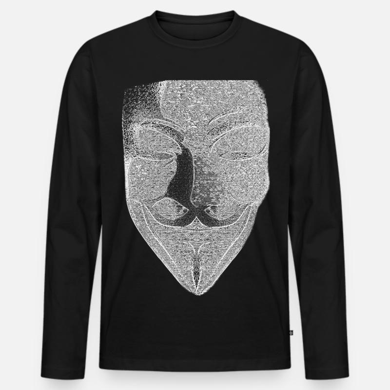 Anonymous v wie vendetta maske - Männer Premium Bio Langarmshirt - Schwarz