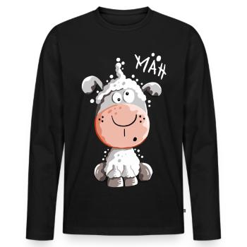 Drolliges Schaf - Schafe - Lamm - Fun - Männer Premium Bio Langarmshirt - Schwarz - Vorne - Nico (187cm)