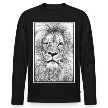 Magnificent lion - Men's Premium Organic Long Sleeve Shirt - black - Front - Nico (187cm)