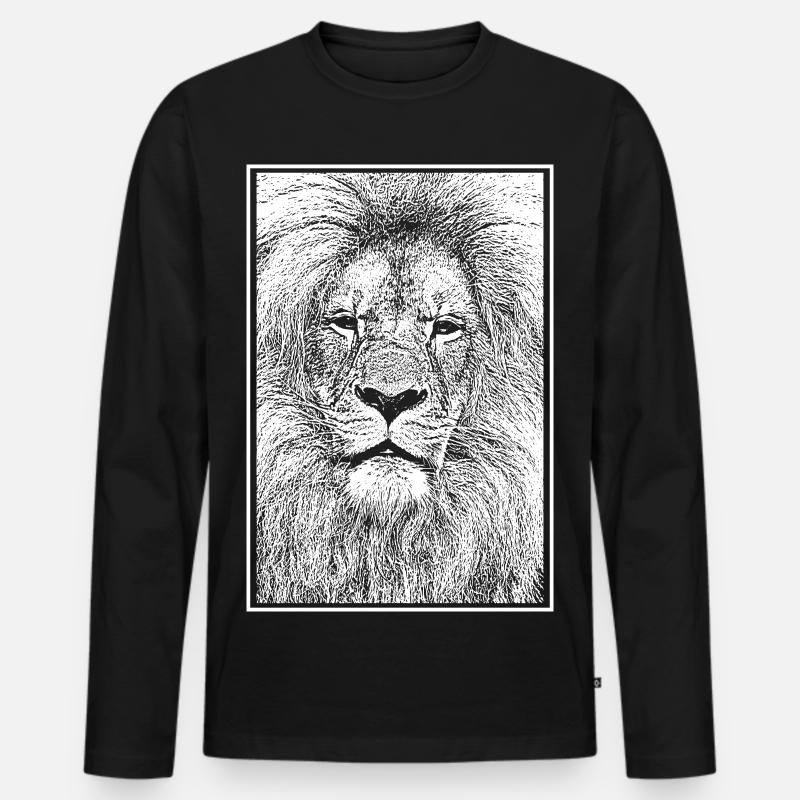 Prächtiger Löwe - Männer Premium Bio Langarmshirt - Schwarz