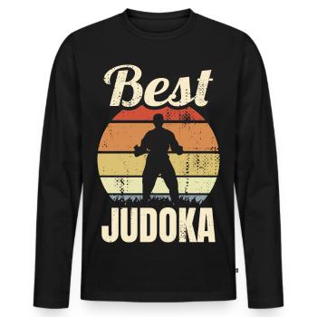 Vintage Judo - Männer Premium Bio Langarmshirt - Schwarz - Vorne - Nico (187cm)
