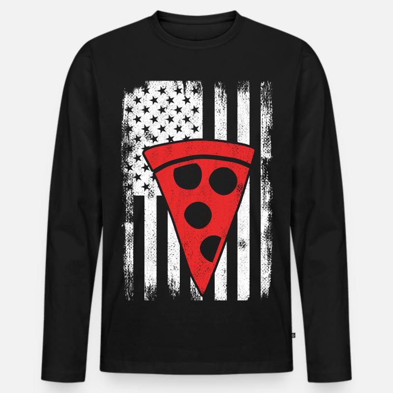 USA Pizza - Männer Premium Bio Langarmshirt - Schwarz