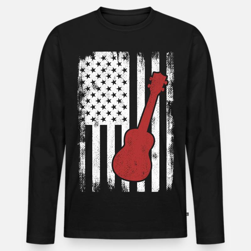 US Ukulele Spieler - Männer Premium Bio Langarmshirt - Schwarz