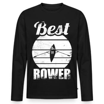 Rower - Men's Premium Organic Long Sleeve Shirt - black - Front - Nico (187cm)